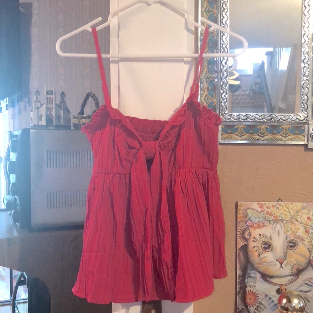 Pink tie front top
